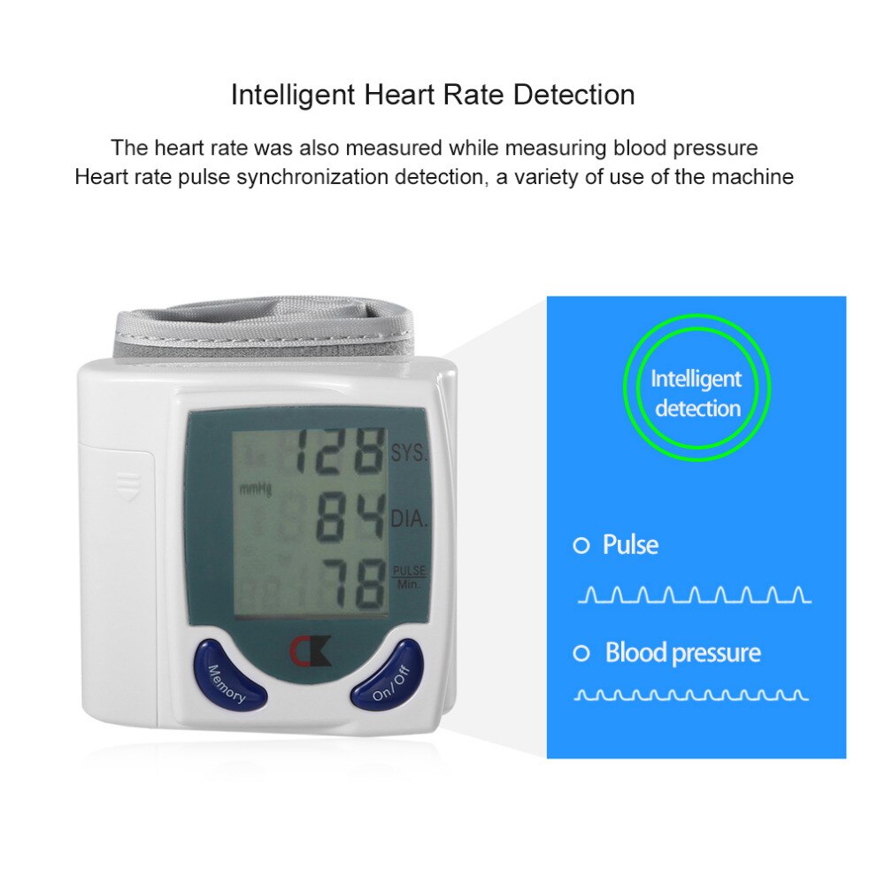 ACEHE Digital LCD Wrist Blood Pressure Monitors Meter Health Care Heart Beat Rate Pulse Measure Tonometer Sphygmomanometers