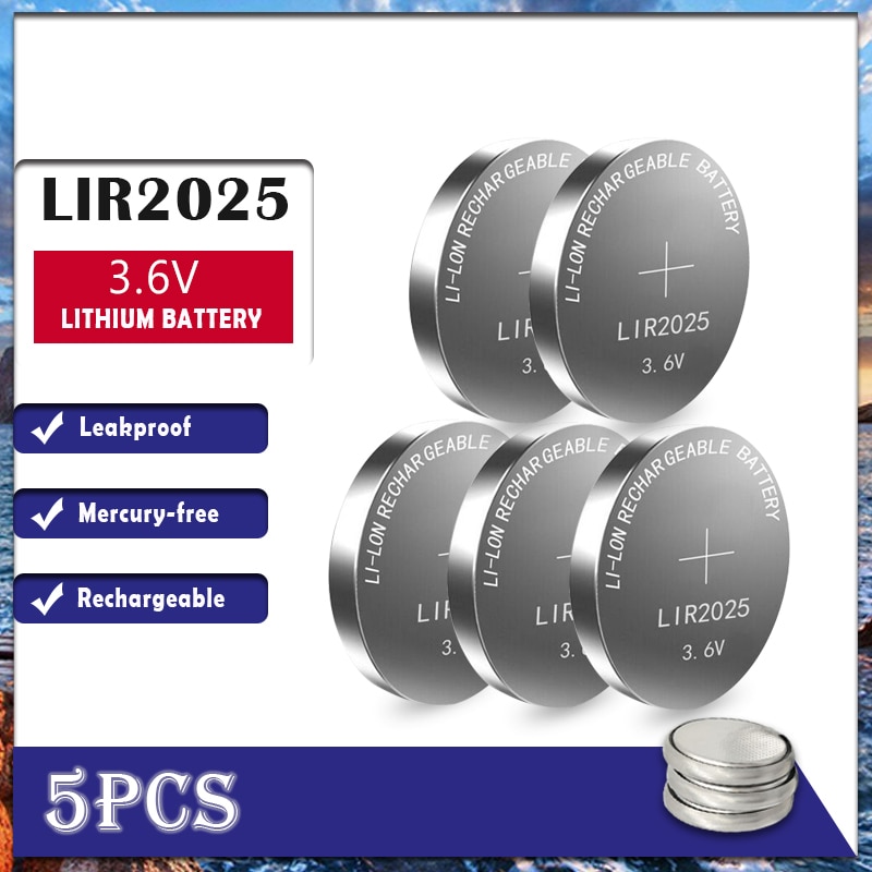 5Pcs LIR2025 Li-Ion Oplaadbare Batterij 3.6V Lithium Button Batterijen Voor Watch Computer Vervangt Lir 2025 CR2025/ML2025