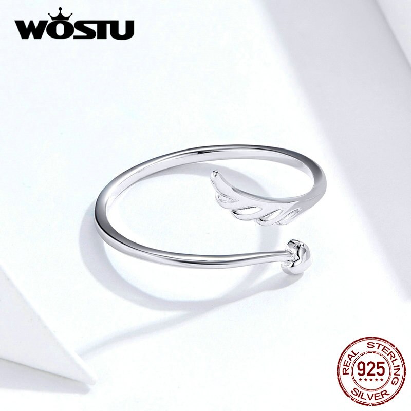 Wosstu-女性のためのスターリングシルバーエンジェルリング,リング,925スターリングシルバー,オープン,エンゲージメントジュエリー,cqr567