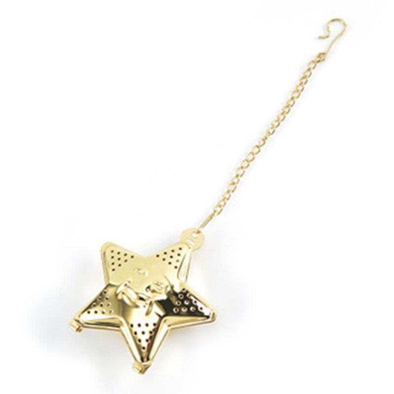 Star Shaped Tea Mesh Infuser Colorful Stainless Steel Tea Strainer Spice Filter For Kitchen Tools Accessories PAK5: Golden