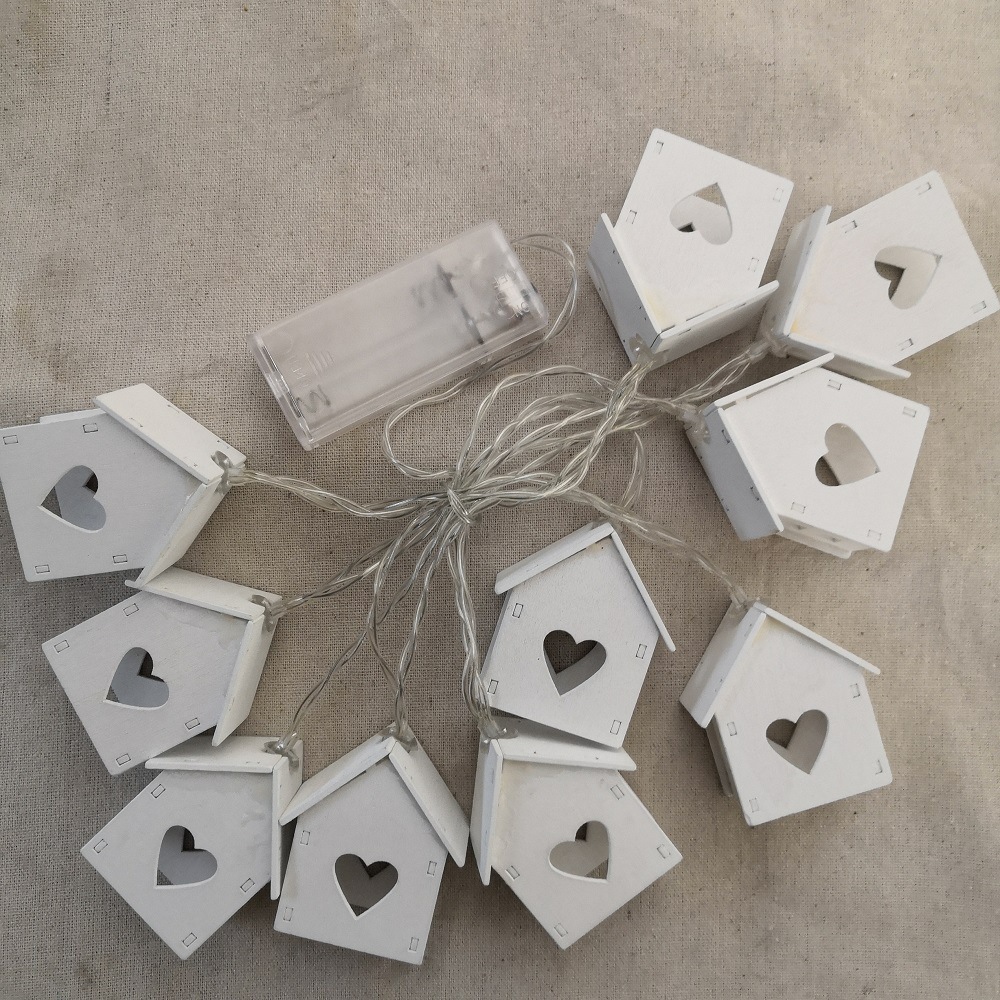 Home Night Tiny House String Lights Indoor Wall Mount Tiny House Glowing LED String Lights Festive Party Decorations Lighting: love house / 3m 20 lights