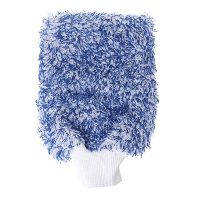 Super microfibra de mitón guante de limpieza de coche suave absorción de agua para el hogar ventana del coche lavar paño de limpieza guante de lavado de cocina: Azul
