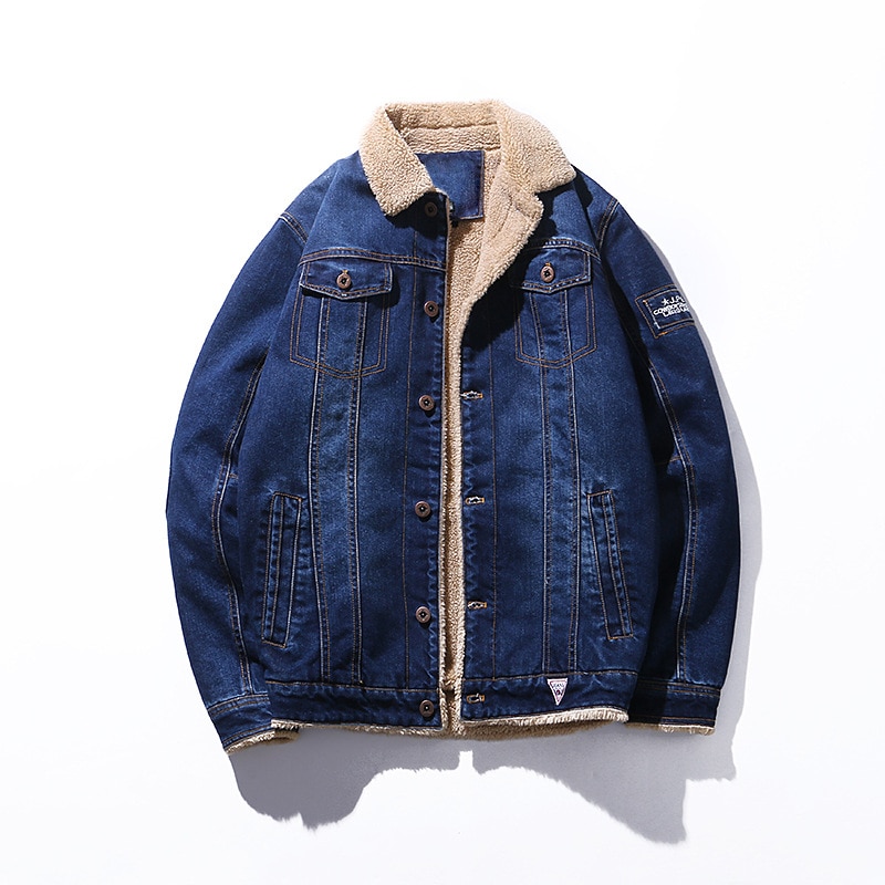 Denim Jacke Männer Winter Windbreaker warm Herren Jacken Outwear Jeans Mantel Männlichen Multi-tasche Cowboy Kleidung Plus Größe s-6XL: MG66009LightBlue / 5XL