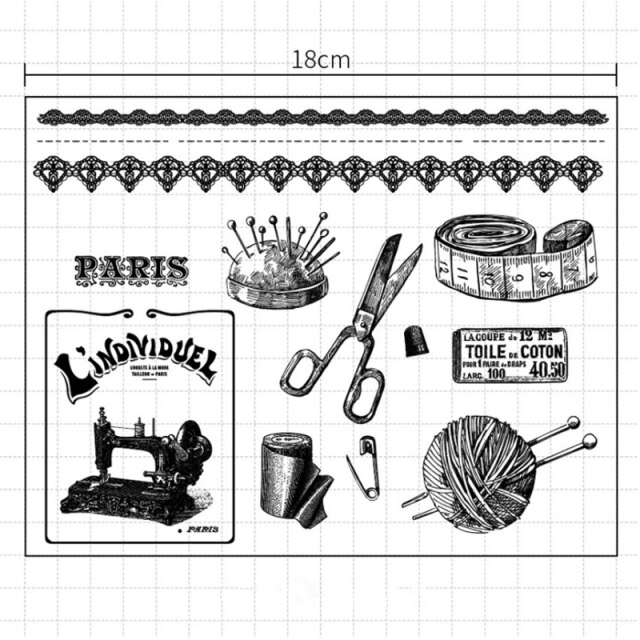 1pc Kawaii Sewing Silicone Clear Seal Stamp DIY Scrapbooking Embossing Photo Album Decorative Rubber Stamp Art Handmade Puzzle: Default Title