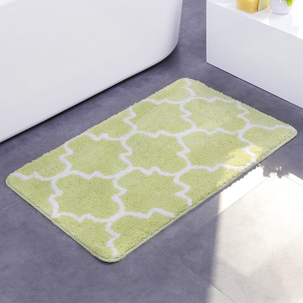 Badrumsmatta halkfri absorberande dörrmatta vardagsrum grå blå marockanskt mönster rektangel mikrofibermatta 40 x 65cm/50 x 80cm: Ljusgrön / 40 x 65cm