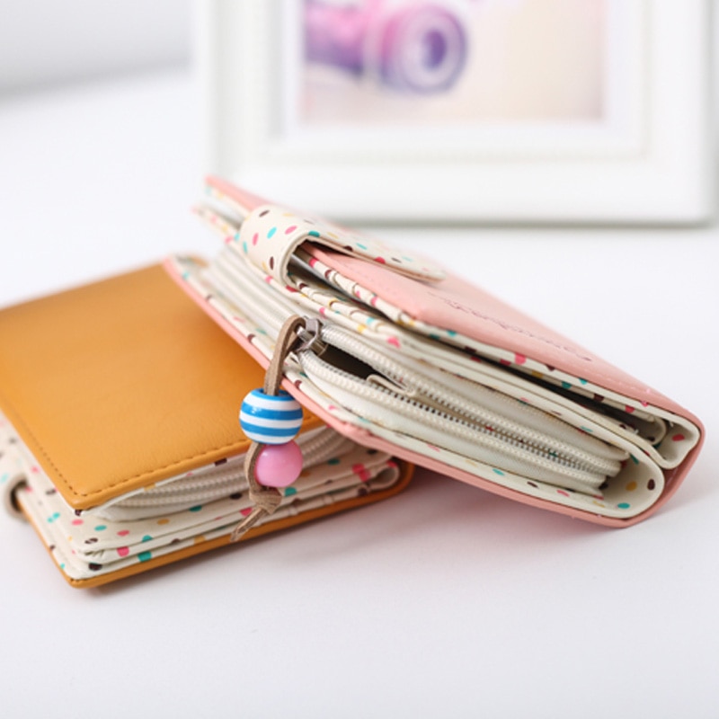 Women Small Wallet Cartoon Dots Cute Coin Purse Hasp Card Holder Womens Wallets and Purses Female Wallets Famous Brand