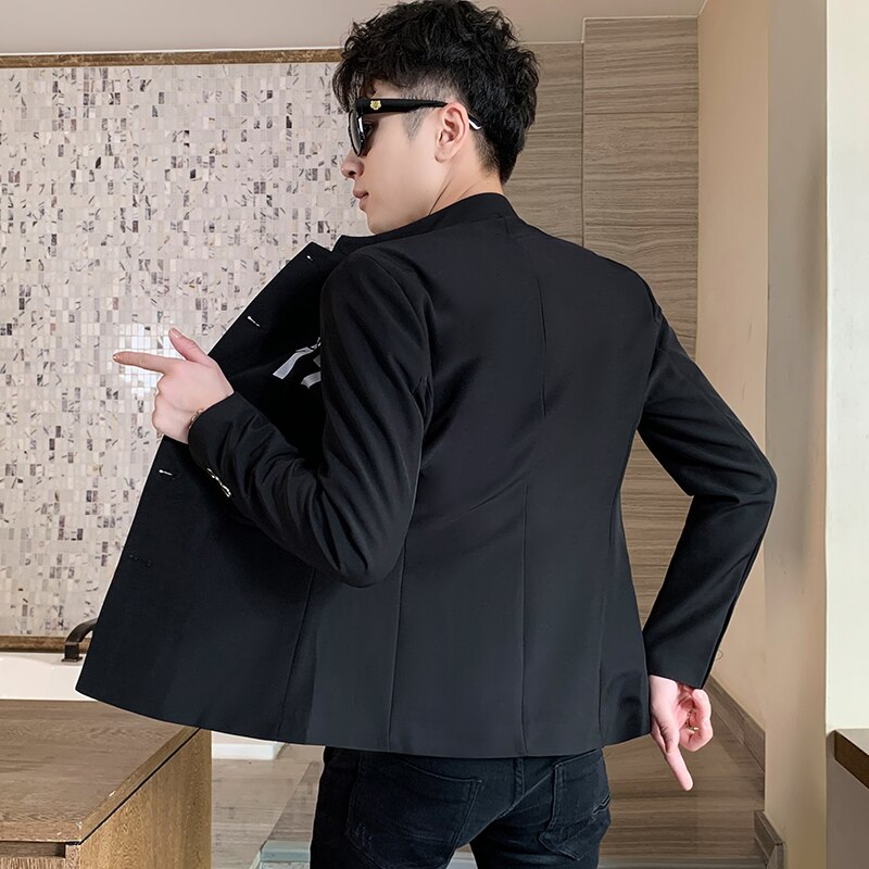 Herfst opstaande kraag heren blazers casual kostuum jas straatkleding sociaal mantelpakje bruiloft zakelijk terno blazer masculino