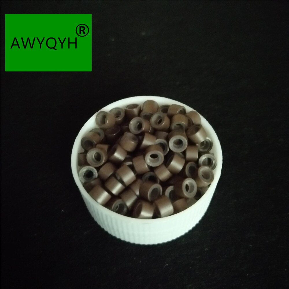1000 pièces 4.5mm silicone doublé Micro liens anneaux perles plume cheveux extension outils pour cheveux humains