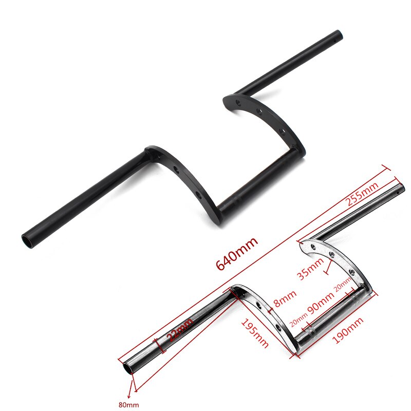Universal Fit Chopper Café Racer Cruiser Bobber Tracker, manillar de motocicleta cromado de 7/8 "22mm, manillar de altura: Dorado