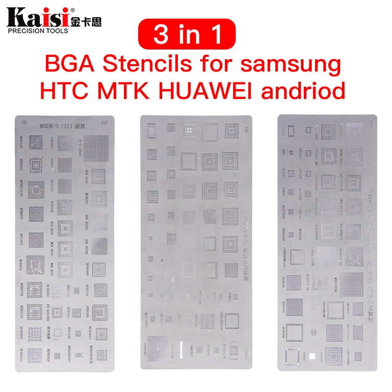 3Pcs Universele Bga Stencils Voor Mtk Samsung Htc Huawei Android Direct Verwarmd Bga Reballing Stencils Kit