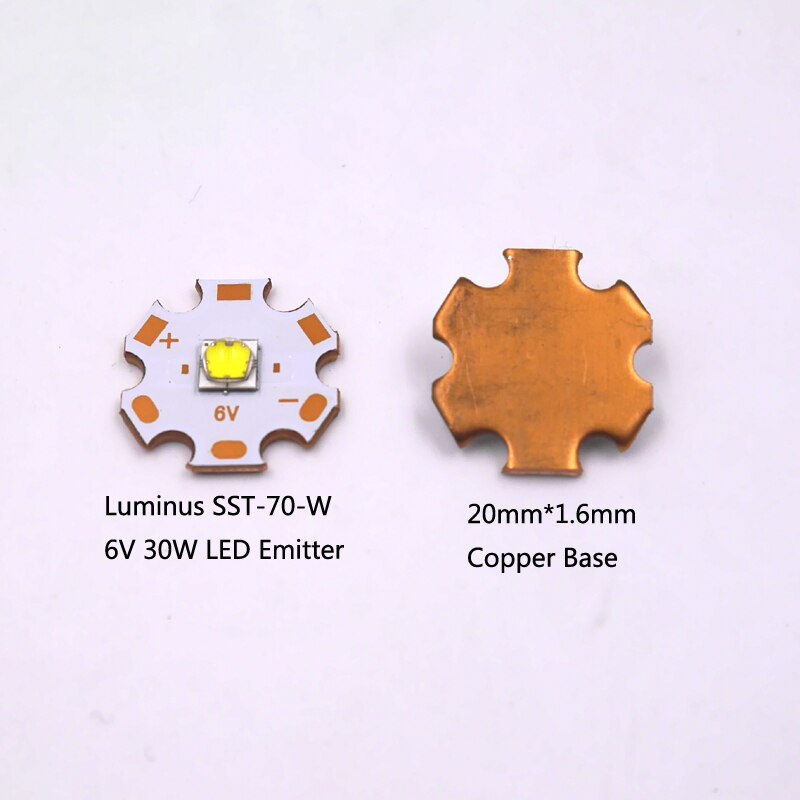 20Mm Luminus SST-70-W 6V 30W 6500K Led Emitter + 22Mm 2.8V-4.2V 4.8A 6V Output SST70 XHP70.2 Led Driver Printplaat