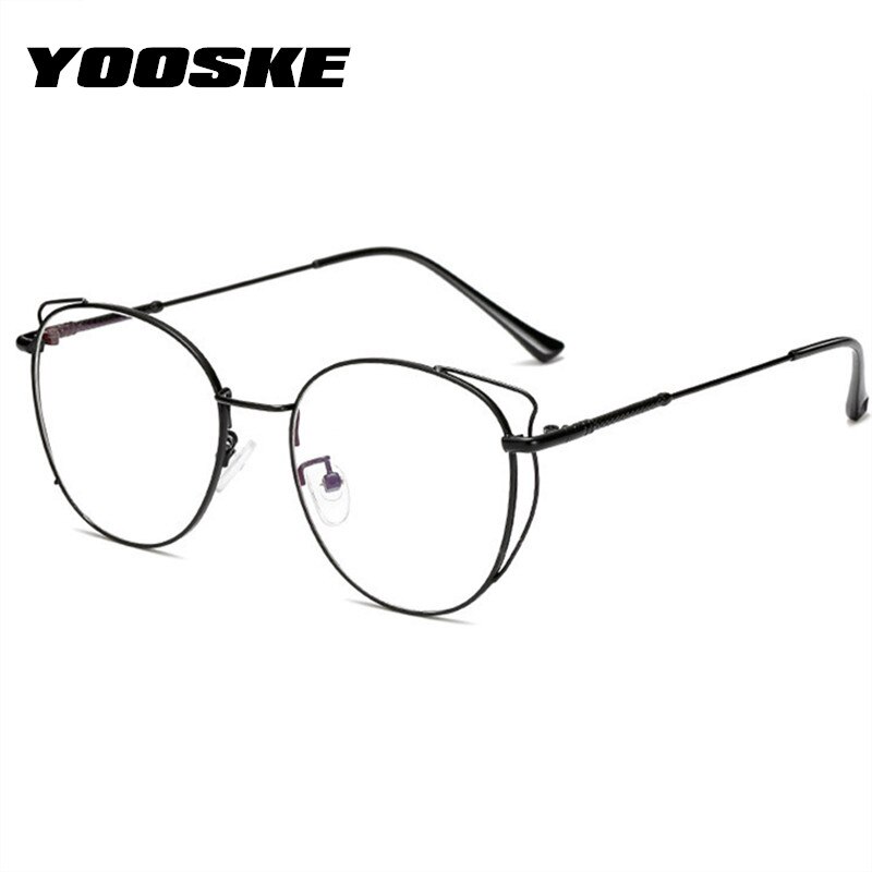 Gafas YOOSKE Anti Blue Light Cat Eyes monturas ópticas redondas de Metal gafas para mujeres y hombres