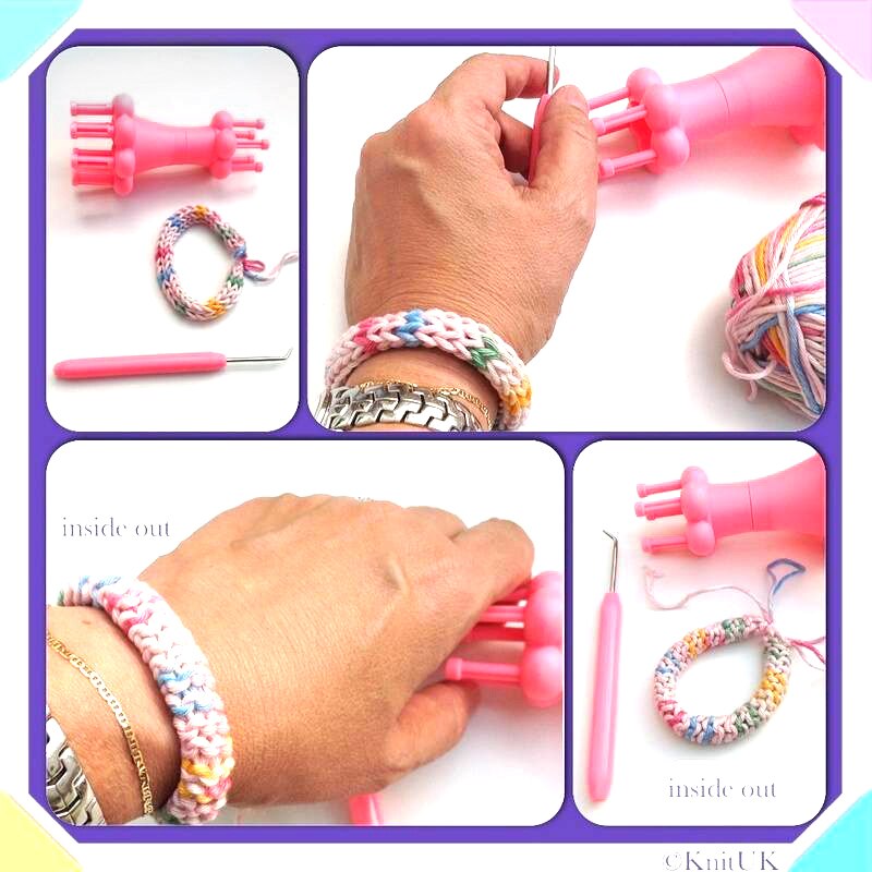 3pcs Magic Spool Loom Maker Knitting Kit with 1 Large Eye Needle + 1 Crochet Hook + 1 Braided Rope Braid Maker DIY Weaving Tool