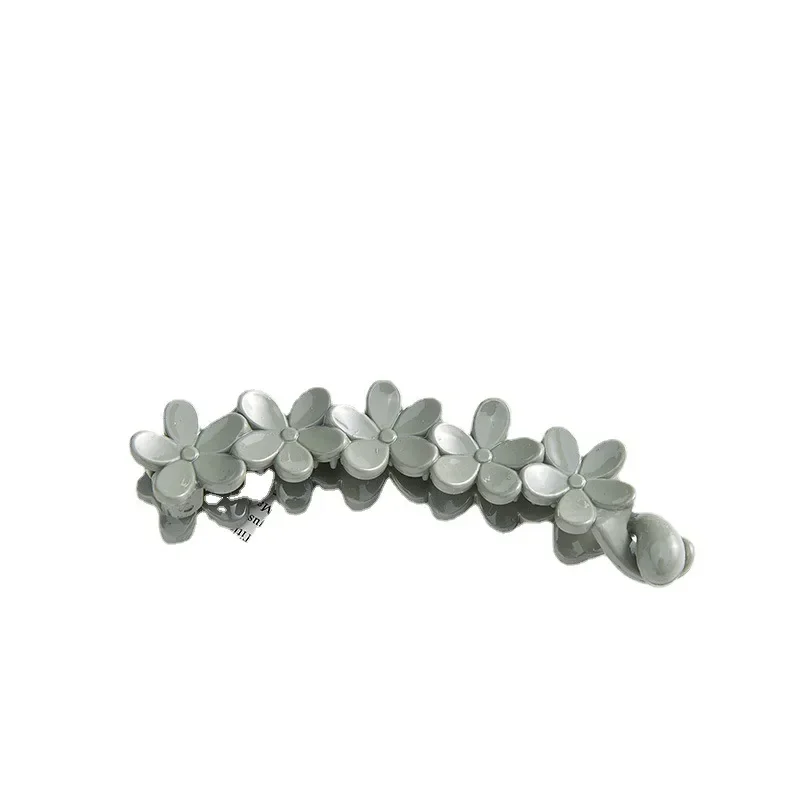 Pinzas para el cabello de cola de caballo de plátano esmerilado Simple coreano, soporte para cola de caballo de flores pequeñas, Clip de plátano para cabeza trasera, Clip retorcido de flor de ciruelo