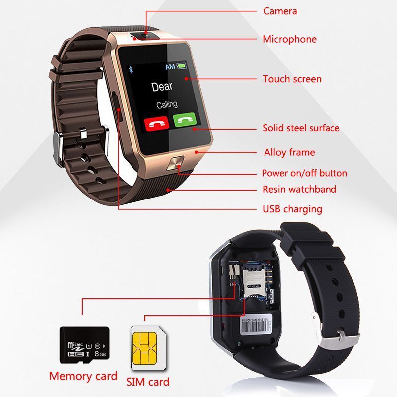 Bluetooth  dz09 smart ure til mænd relogio android smartwatch telefon fitness tracker reloj smart ure subwoofer armbåndsur