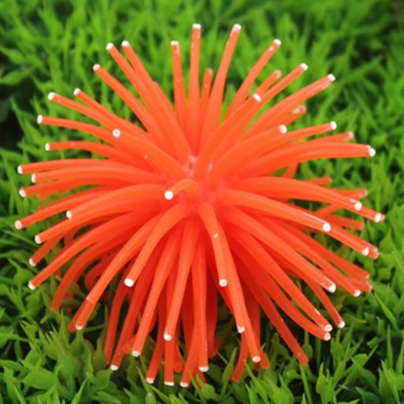 1pc silikon akvarier dekorasjoner akvarium ornamenter kunstig korall plante under vann dekor tilbehør: Oransje