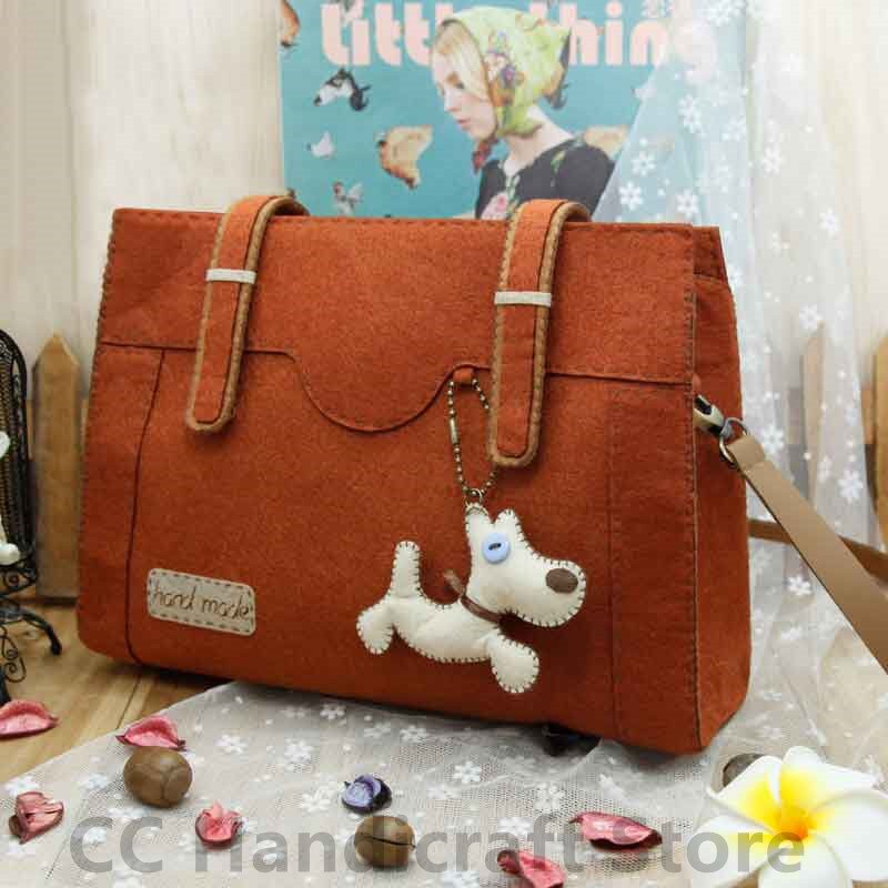 Handgjorda axelväska filt djur coach kvinnor handväskor diy paket set hantverk kit väska väska diy hantverk för barn messenger bag: Stil 1