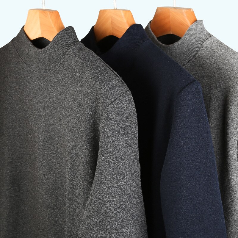 Calzoncillos largos de algodón para hombre, ropa interior térmica, traje grueso de lana y terciopelo con cuello alto, para invierno