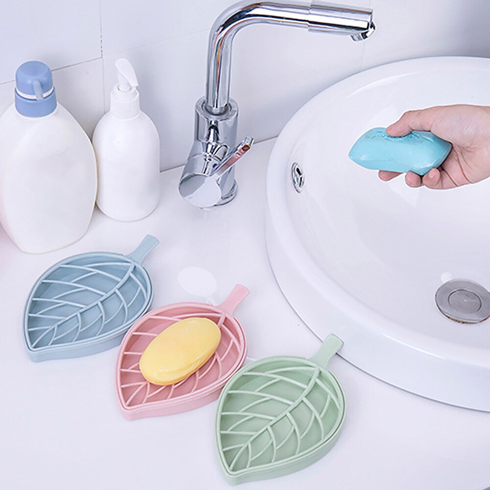 Caja de jabón de almacenamiento para el hogar multifuncional, plato de caja de jabón con forma de hoja para ducha de baño, placa de soporte de almacenamiento, almacenamiento para Baño