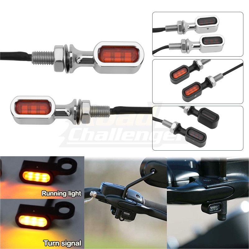2XMotorcycle Rear Mini LED E Mark Turn Signal Light Running Indicator Lamp For Harley Sportster XL Bobber Chopper Cafe Racer