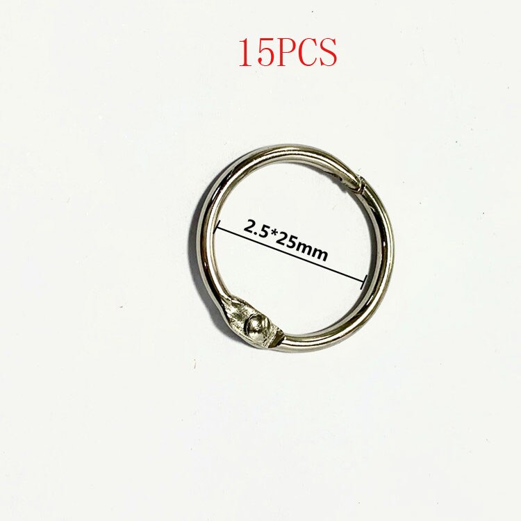 Metal ringbinder ringbinder ring hoop multifunktions nøglering ring bog binding ring kontorbindingsartikler: 15 stk 25mm