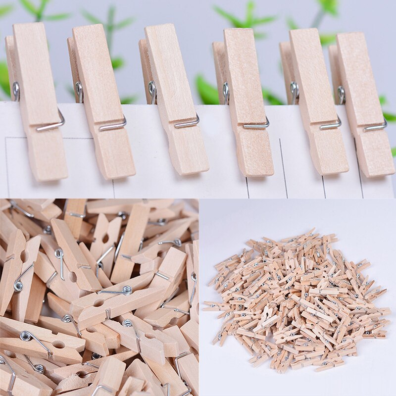 50 stuks zeer kleine mijnmaat 25mm mini natuurlijke houten clips voor fotoklemmen wasknijpers knutseldecoratieklemmen knijpers