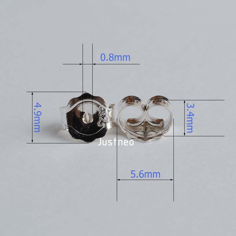 earnut,5.6mm solid 925 sterling silver earring backs friction butterfly back stopper plug ,1pair