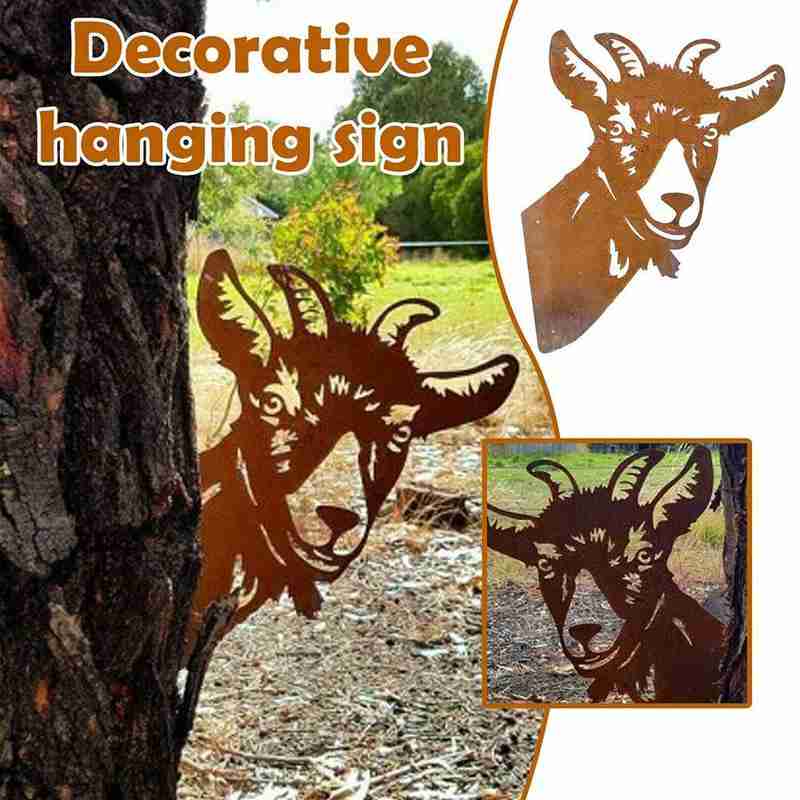 Garden Wrought Iron Decoration Metal Goat Pastoral Ornaments Animal Yard Art Statues Backyard Lawn Stakes Farm Grass Decor