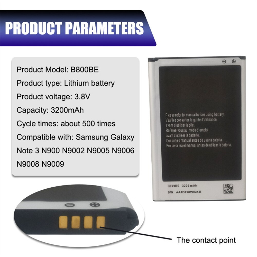 1Pcs 3200Mah B800BC B800BU B800BE Batterij Voor Samsung Galaxy Note 3 Note3 N9000 N9002 N9005 N9006 N9008 N9009 batterijen