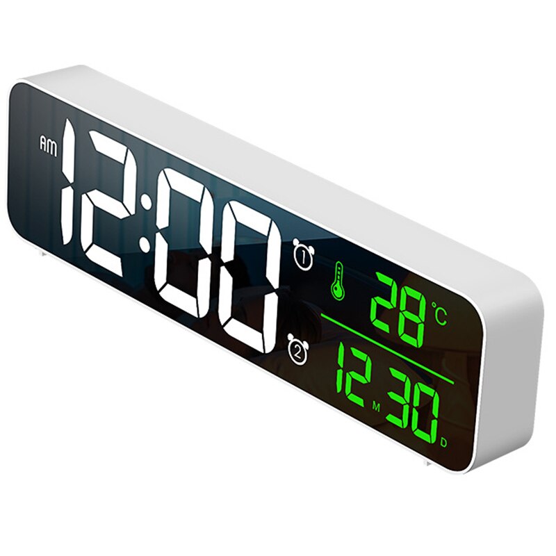 Digital Alarm Clock,Temperature Detect,40 Alarm Ringtones,Volume&Brightness Adjustable,Alarm Clock for Bedrooms: White