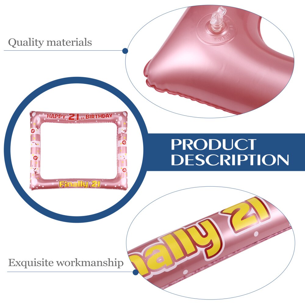 1 Pc Birthday Inflatable Photo Frame PVC Party Photo Props Supply for Age 18