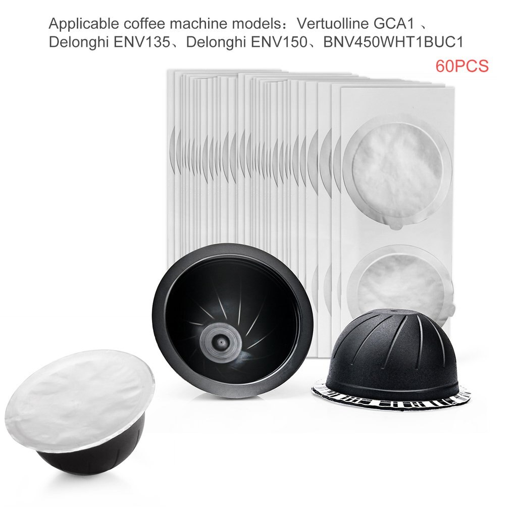 Film de tasse en papier d'aluminium jetable pour Nespresso Vertuo Vertuoline GCA1 & Delonghi ENV135 Capsules auto-adhésives