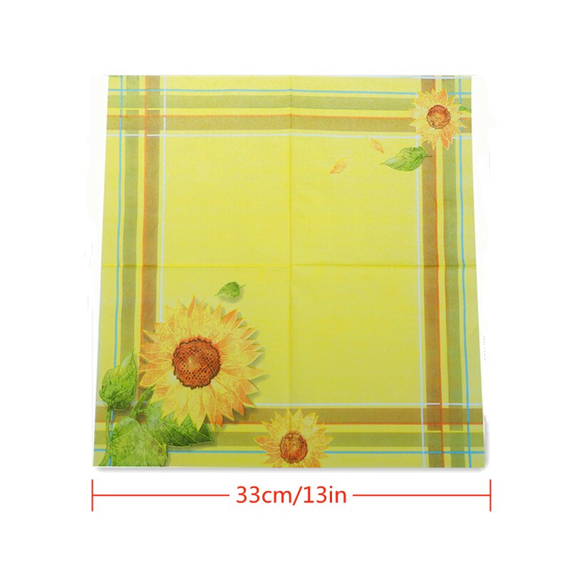 20 Stks/set Servetten Papier Zonnebloem Patroon Decoupage Servet Papieren Tissue Voor Xmas Wedding Decor Party Tafel Levert