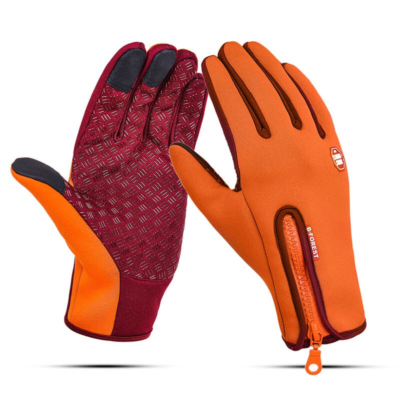 Warm Winter Full Finger Fishing Gloves Waterproof Breathable Leather Pesca Fitness Carp Fishing Gloves Fishing Enquirement: Orange / M