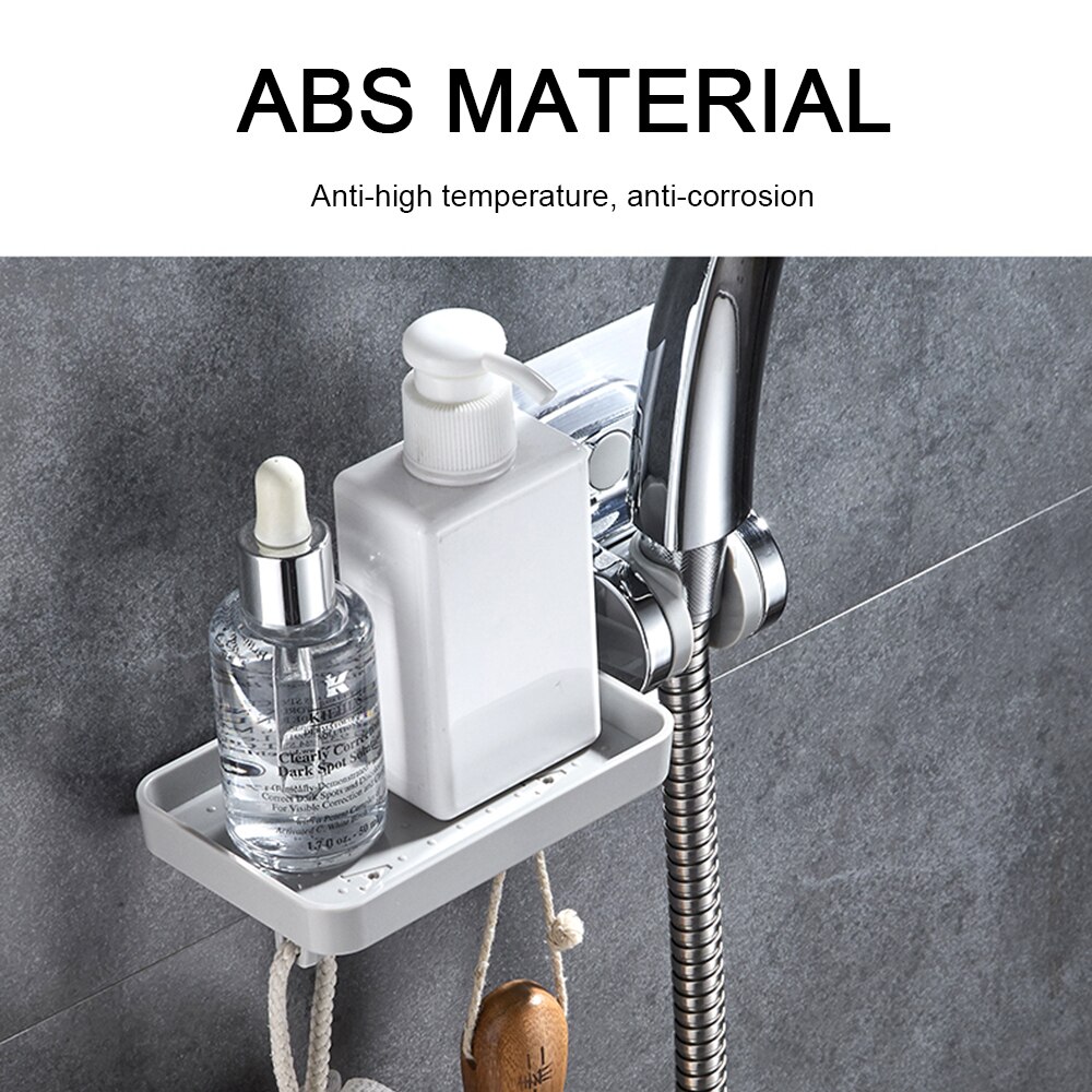 Adjustable Shower Head Mounting Brackets Portable ABS Chrome Strong Self-adhesive Bath Stand Shower Bracket with Soap Box