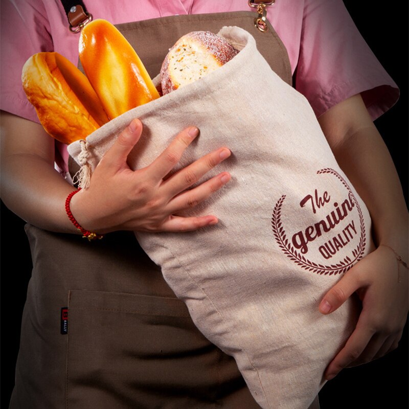 Bolsas de lino orgánico para almacenamiento de pan, bolsas reutilizables de comestibles para frutas, ecológicas, lavables, para almacenamiento de alimentos