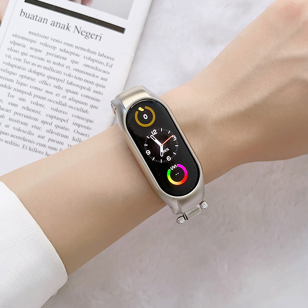 Roségoldenes Armbinde für Mi Band 7, Bänder, Zubehör, Armbinde für Xiaomi Mi Band 6, 5, 4, 3, Ersatzarmband aus Metalllegierung, Herren und Damen