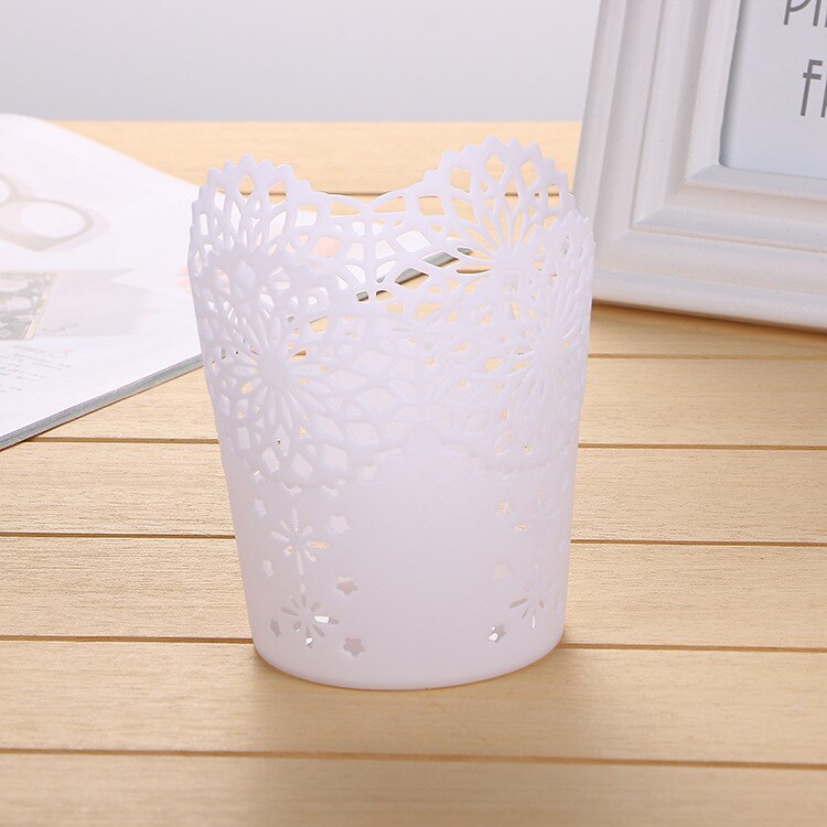Hollow Flower Brush Storage Pen Pencil Pot Holder Container Desk Organizer