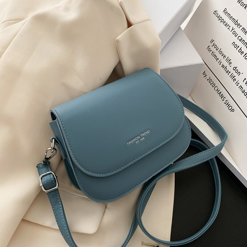 D0LF Women Hip Hop Soft Pu Leather Crossbody Multi-color Ladies Saddle Bag: Blue