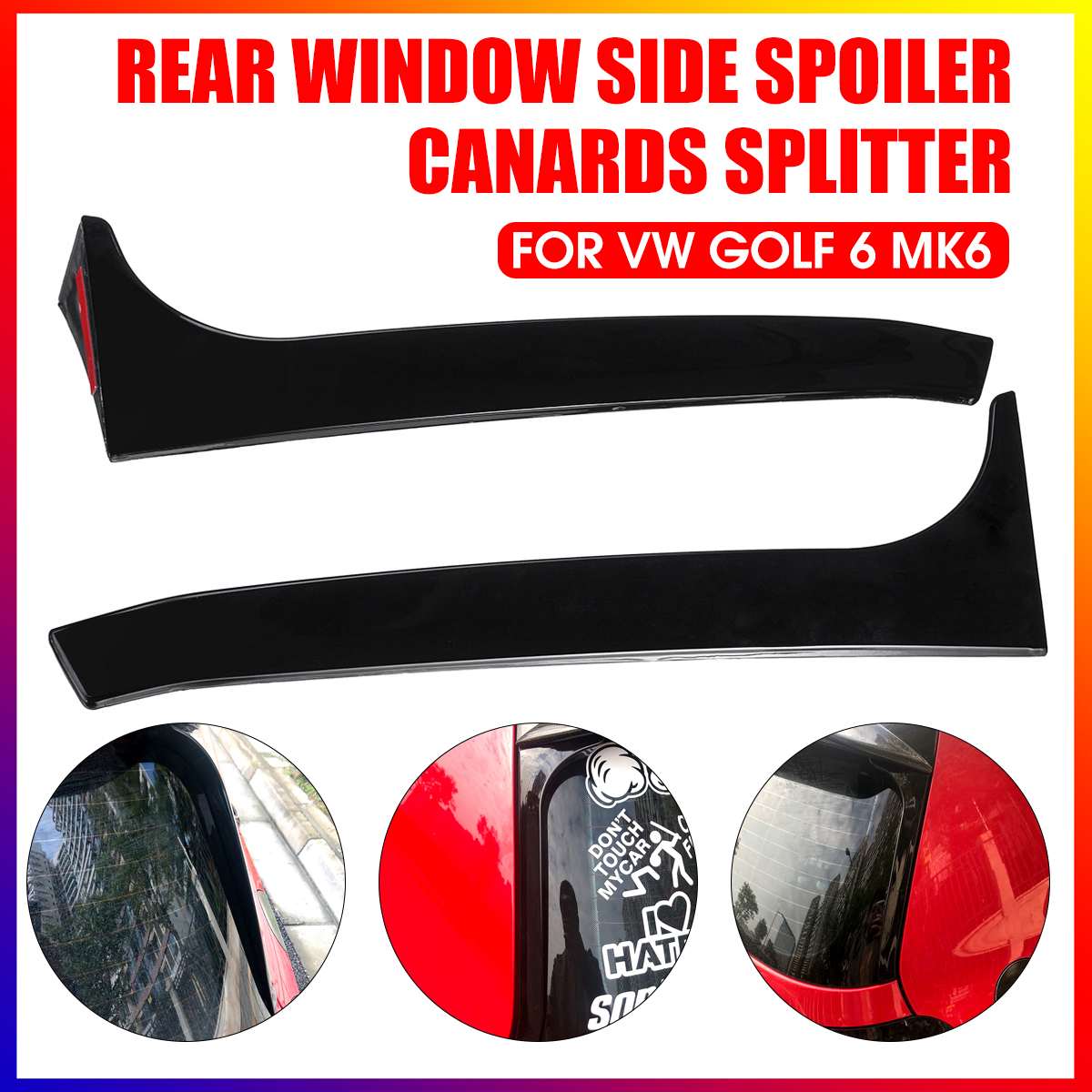 2 Stuks Auto Achterruit Side Spoiler Wing Canard Canards Splitter Trim Cover Accessoires Voor Vw Golf 6 MK6 Gti/Gtr/Gtd