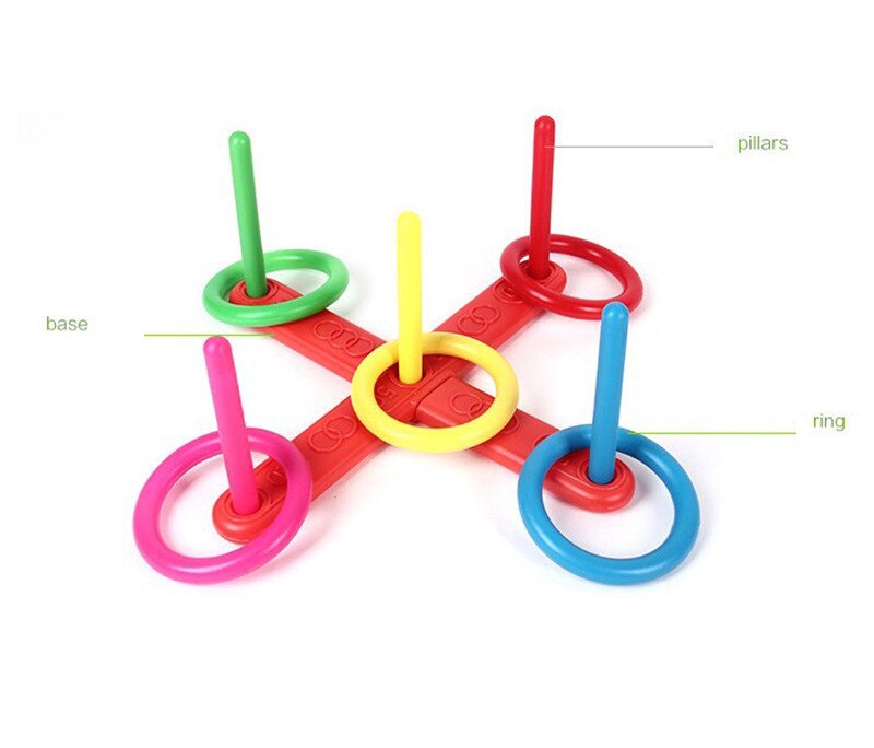 1 sæt plast ring kaste hylse sjove børn udendørs sport hoop ring kaste quoits legetøj cross haven spil pool til børn