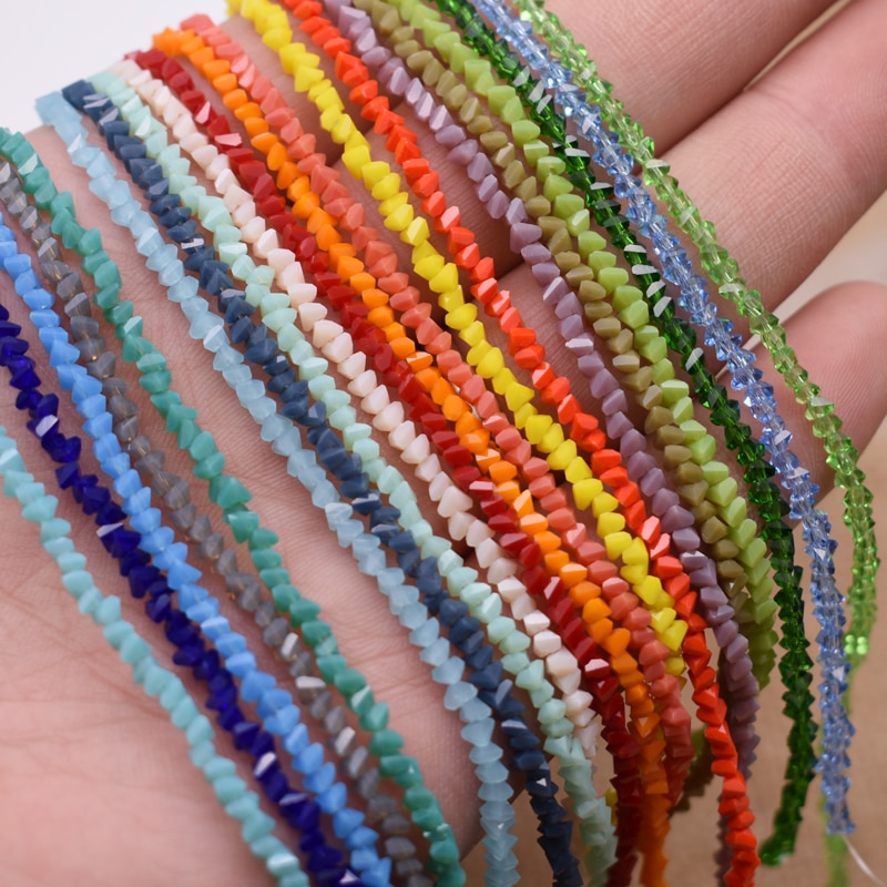 Solid 26 color 2mm 130pcs Triangle Crystal Glass Beads Seed Czech Beads For Jewelry Making DIY Needlework Earring Necklace