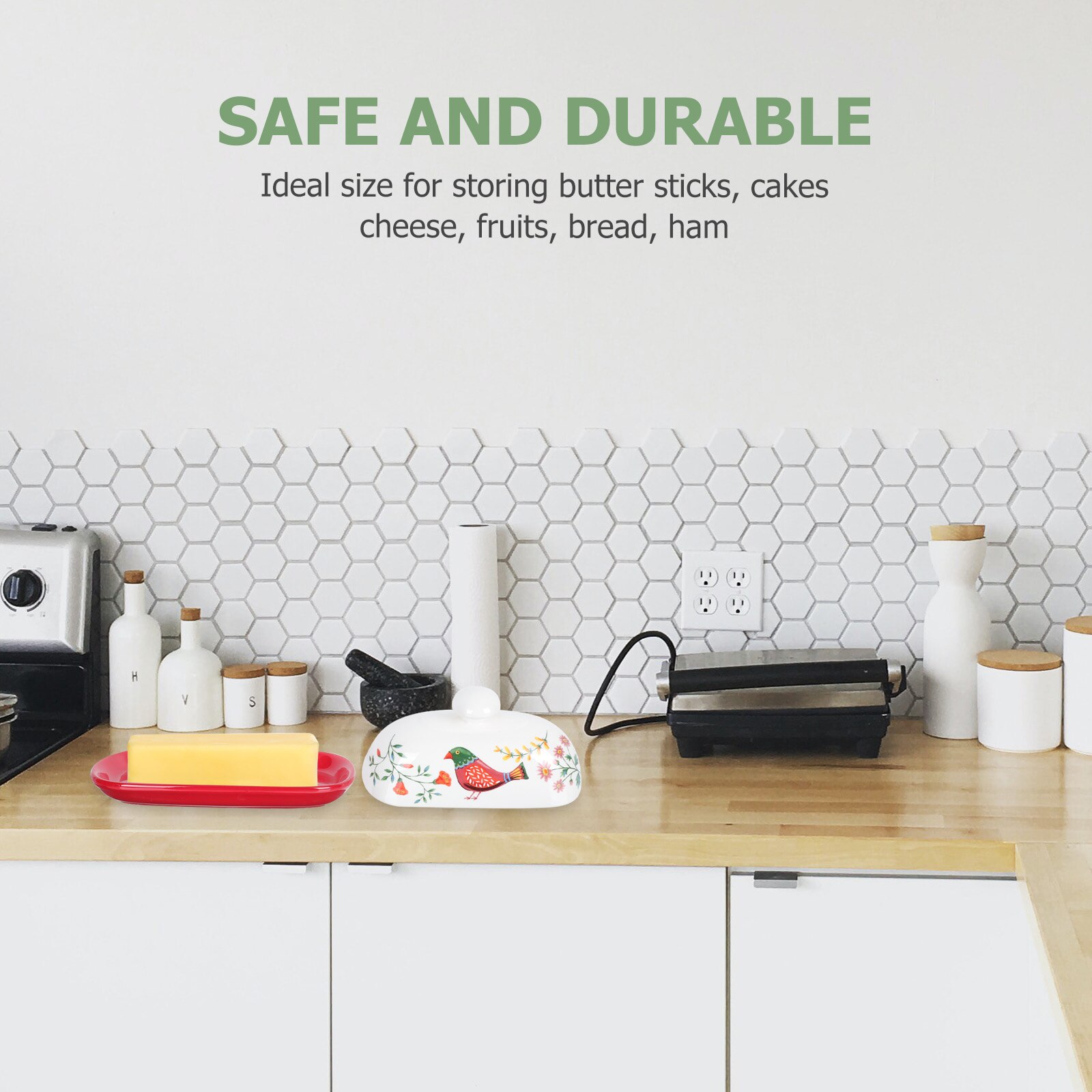 1pc Ceramic Dish Food Service Plate Butter Dish Cheese Box Food Dish