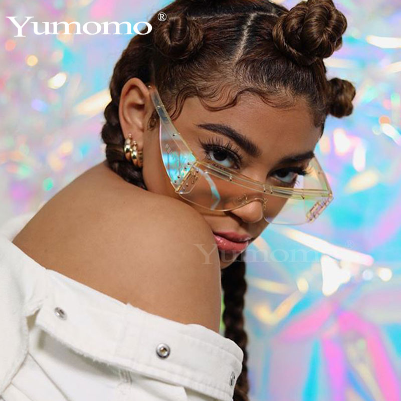 Lunettes de soleil carrées sans monture femmes dégradé Rectangle lunettes de soleil hommes lunettes de soleil lunettes de créateur Rihanna Style