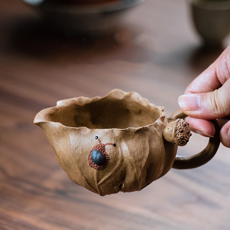 Handgemaakte Klei Lotus Eerlijke Cup Slak Thee Zee Lotus Mokken Kung Fu Thee Set Leuke Theekopje Theewaar Theeceremonie Gebruiksvoorwerp 180Ml: Default Title
