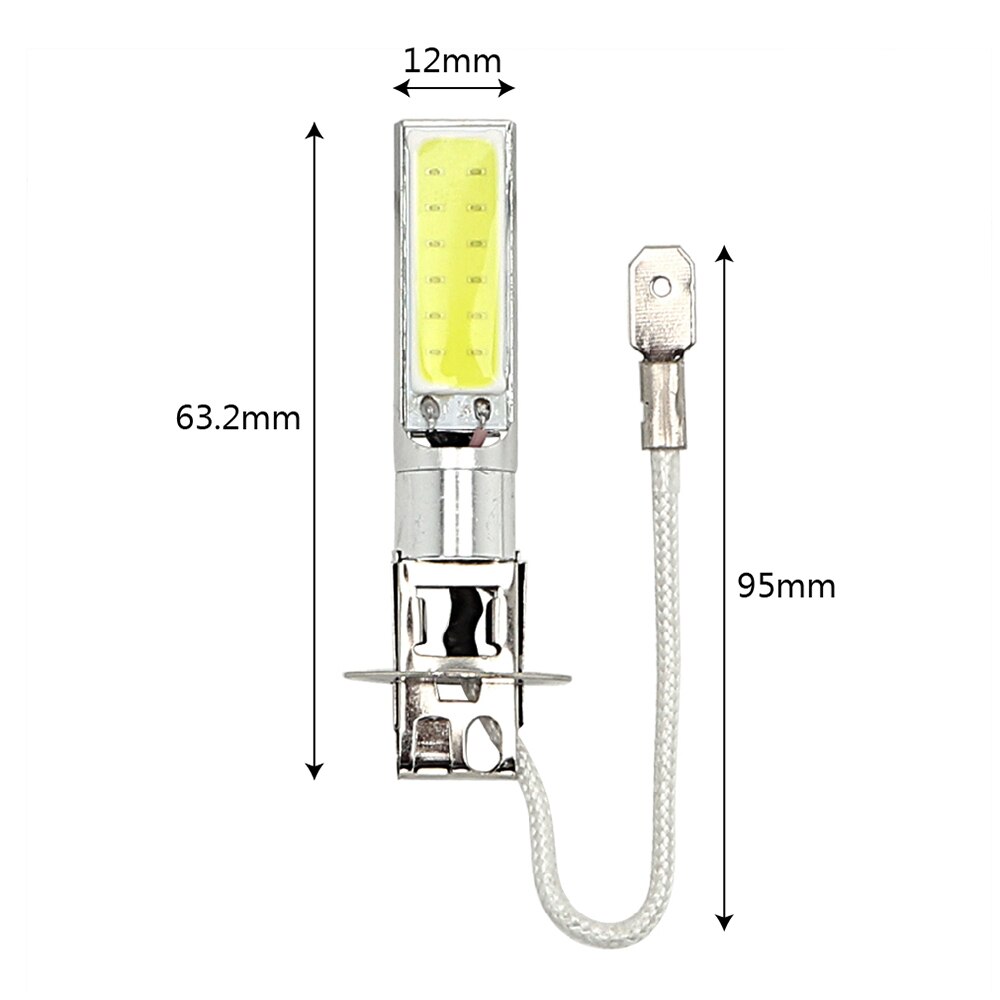 Leepee 1 Paar Led H3 Koplamp Auto Rijden Lamp Super Heldere Wit Cob Led Auto Koplamp Head Light Lamp Auto mistlamp
