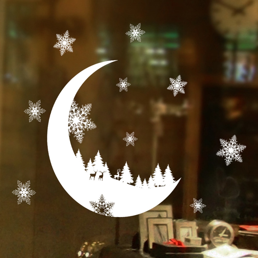 Sneeuw Maand Elektrostatische Muursticker Vensterglas Kerst Diy Stickers Thuis Sticker Kerst Decoratie Jaar Behang #50
