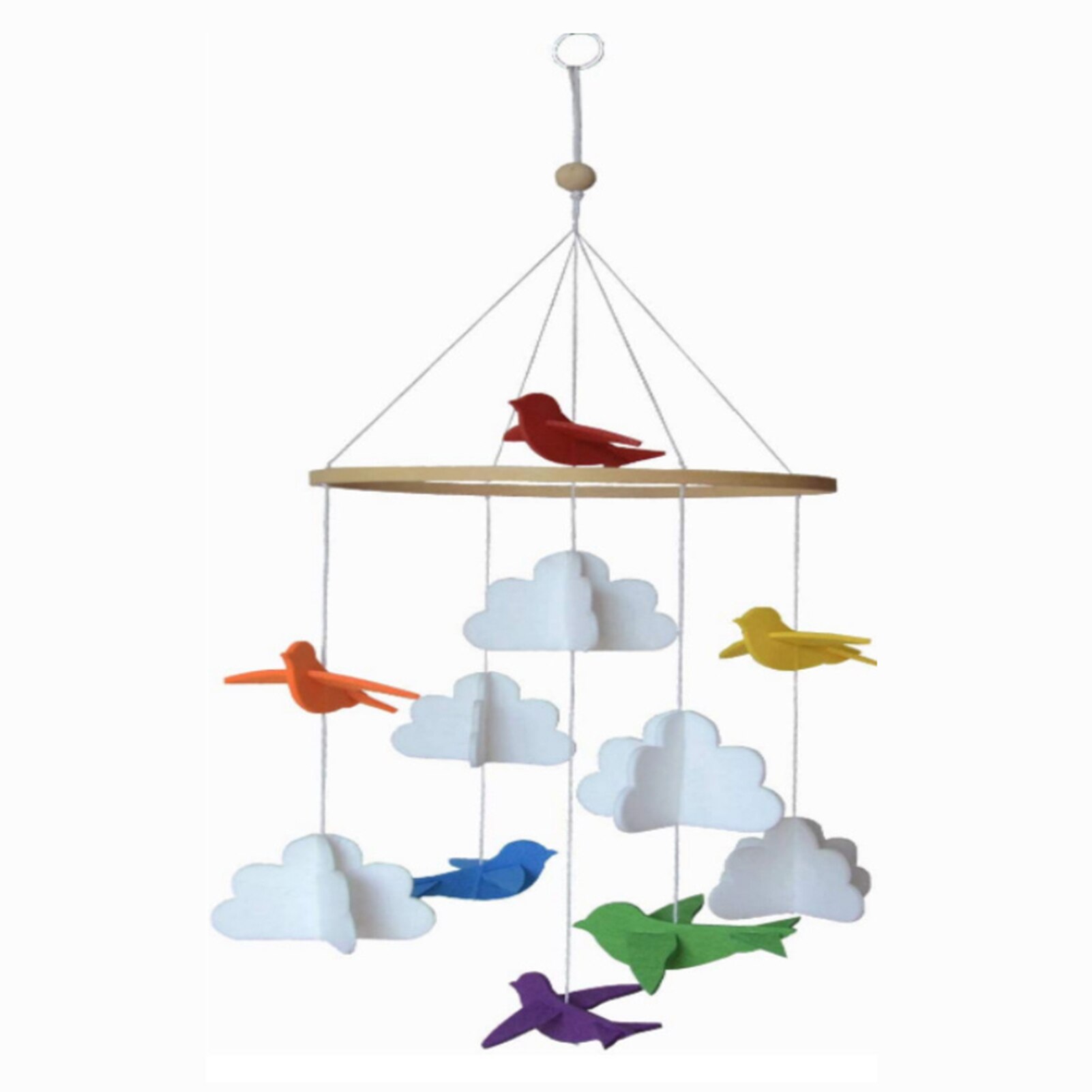 Witte Wolk Vogels Vilt Wind Chime Baby Kamer Decoratie Opknoping Drie-Dimensionale Windgong