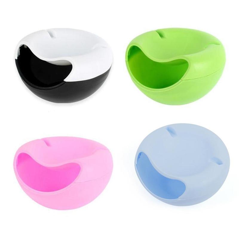 Cuenco de plástico para aperitivos perezosos de doble capa, caja de artefacto para teléfono móvil, soporte para bol de colores para frutas y 4 St G8R7