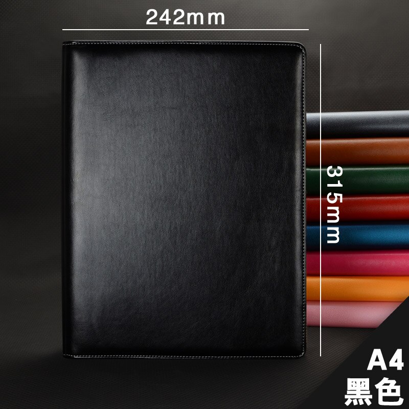 A4 business office PU leather manager file folder a4 agreement menu folders organizer with ring binder 645: black